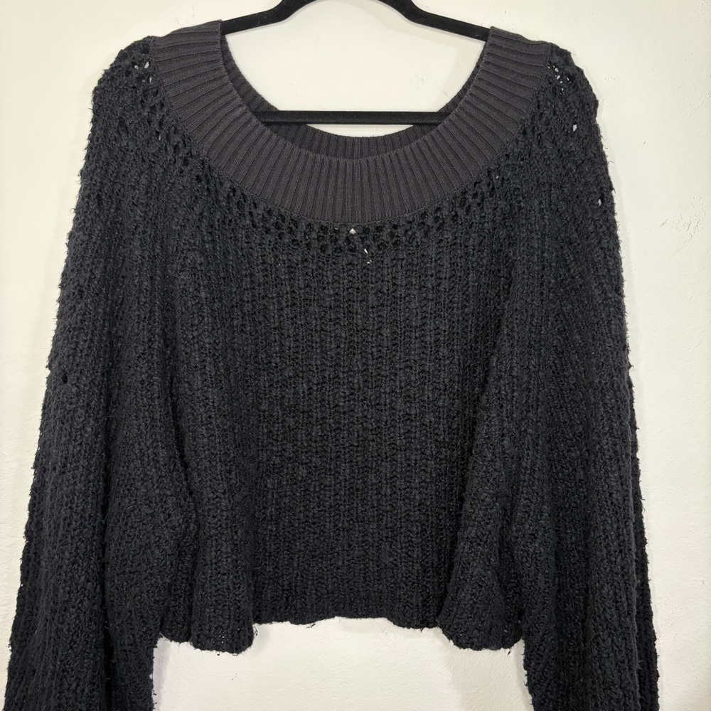 Free People Pandora's Boatneck Sweater in black size Small Oversized - Picture 2 of 13